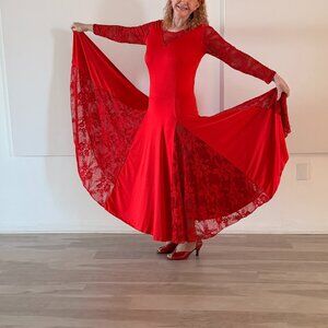 Valentine Red Dance America? (No Tags) Sz M-L Smooth Ballroom Dress